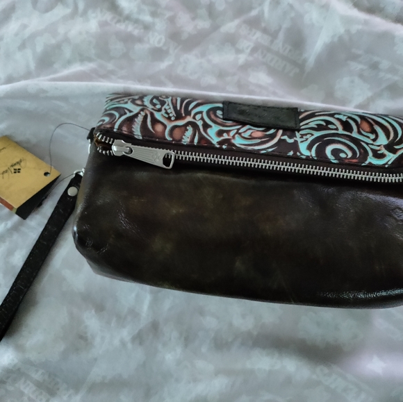 PATRICIA NASH VALERIE TOOLED LEATHER CLUTCH WRISTLET $79 - Picture 8 of 10